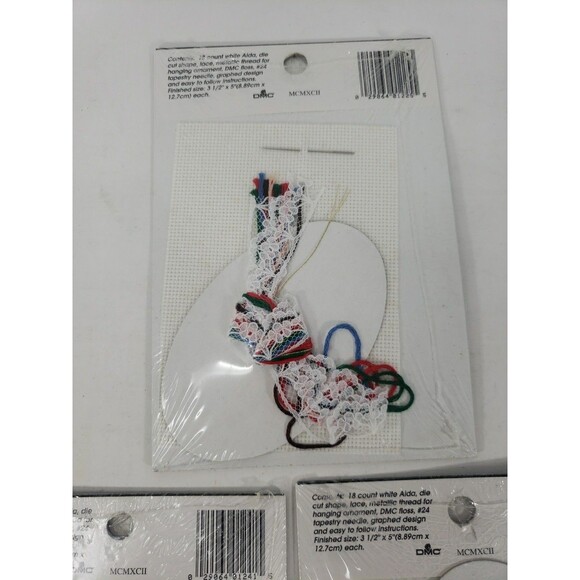 Lace Ornament Kits VTG 1992 Designs For The Needle Sealed NOS Santa Bear Home - Picture 8 of 15